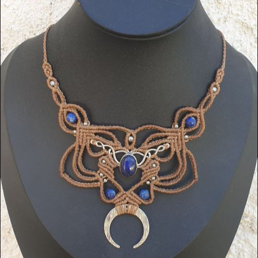 Collier connecteur lapis lazuli