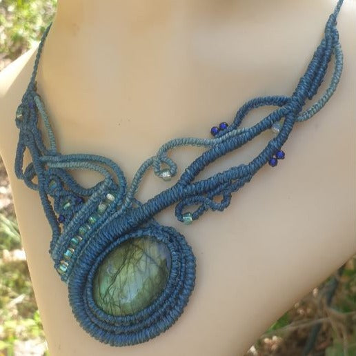 Collier labradorite verte